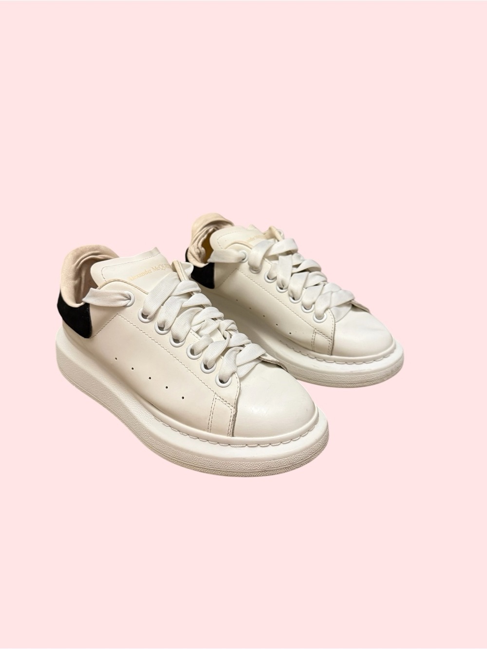 Alexander McQueen Oversized Sneaker White Black Lace-Up Low Top Size 37 - Picture 8 of 12